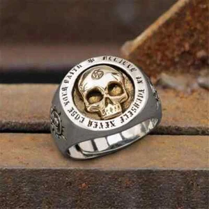 Classic Minimalist Vintage Skull Punk Rock Hip Hop Trend Men's Boys Ring - Picture 1 of 24