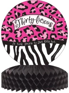 Thirty-Licious Leopard Zebra Animal 30th Birthday Party Decoration Centerpiece - Picture 1 of 1