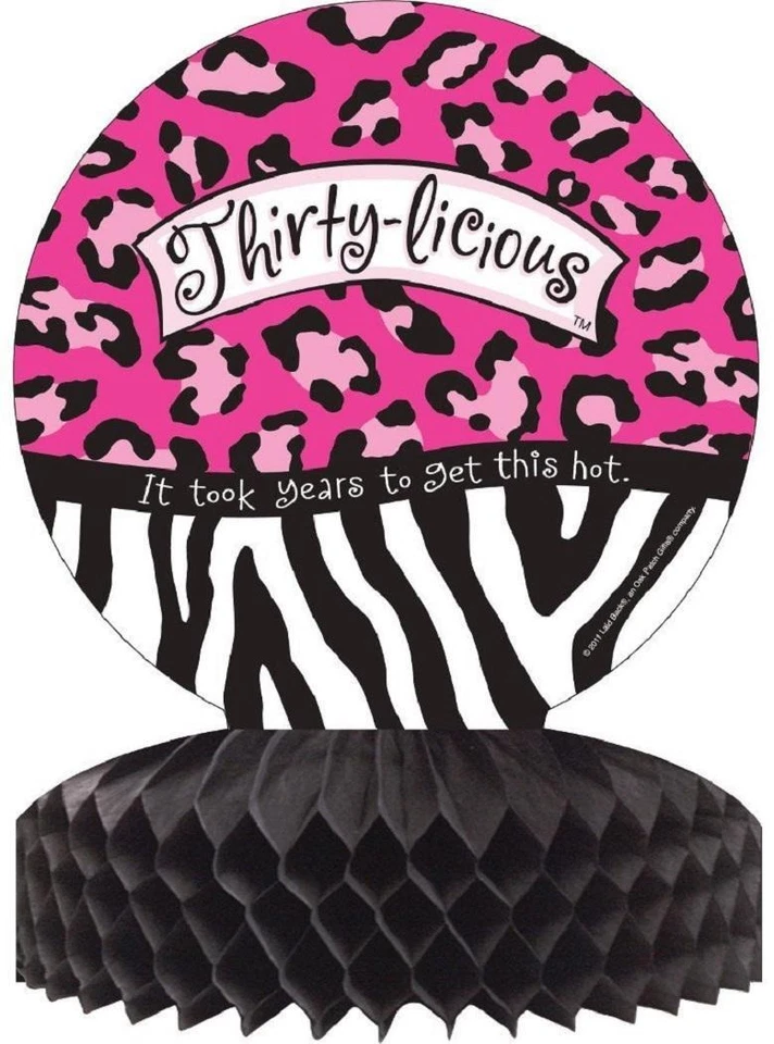 Thirty-Licious Leopard Zebra Animal 30th Birthday Party Decoration Centerpiece - Image 1 of 1