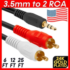 3.5mm to RCA Cable 2RCA to AUX Cord 2-RCA to 3.5mm Adapter Stereo Audio Y-Cable - Picture 1 of 6