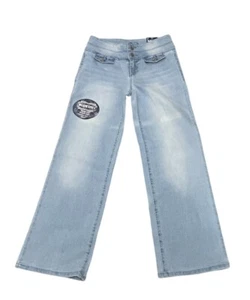 NWT Blue Spice Wide Leg Jeans Youth Size 6 Light Wash Destressed Blue Denim - Picture 1 of 12