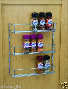 Spice Rack Herb jar Holder Chrome 3 Tiers Kitchen Cabinet Door Heavy Duty - Picture 1 of 1