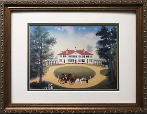 Michel Delacroix "Mount Vernon" CUSTOM FRAMED New Primitive Art Chateau France - Picture 1 of 3