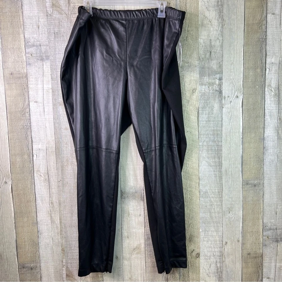 Bar III Womens Black Faux Leather SKINNY Party Pants Plus Size 3x