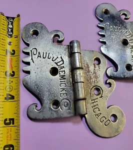 2 Antique Paul J Deamicke Offset Chrome 5 inch Hinges - Picture 1 of 9