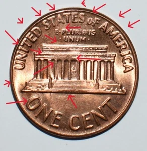 1969 D Lincoln Memorial Cent Error Stike Through High Mint State Red - Picture 1 of 15