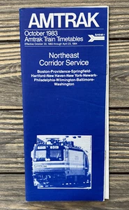 Vintage October 1983 Amtrak Train Timetable Northeast Corridor October 30 April - Picture 1 of 3