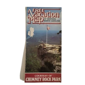 Mappa delle vacanze vintage di Western NC per gentile concessione di Chimney Rock Park brochure 1983 - Foto 1 di 3