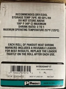 Brandneu alter Lagerbestand Panduit H150X044F1T ungeöffnete Schrumpfetiketten - Bild 1 von 2