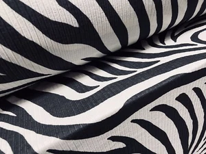 Spandex Rib Stretch Jersey Fabric, Per Metre - Zebra Print - Black & White - Picture 1 of 3