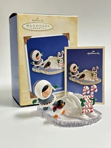 2004 Hallmark “Frosty Friends” 25th Series Eskimo & Penquin Sliding - Picture 1 of 5