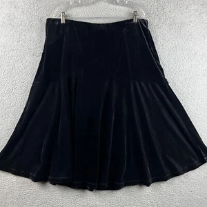 Coldwater Creek Velvet Skirt Womens XL Black Midi Length Goth Witchy Y2K - Picture 1 of 6