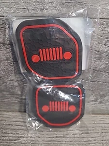 4x Car Cup Mat for 2020-22 Gladiator 2018-22 Wrangler Jeep Black Red Silicone - Bild 1 von 6