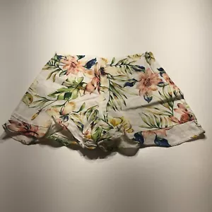 Zara Shorts Juniors Size 11/12 (24.5" Waist) Cream Boho Floral Print Ruffled Hem - Picture 1 of 11