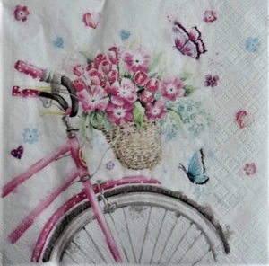 4 x Bicicleta de servilletas de papel individual con cesta para decoupage y elaboración 43 - Imagen 1 de 2