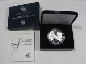 2021-W Plateado Americano Prueba Águila T-1 Con / Caja & Coa. #26 - Imagen 1 de 7