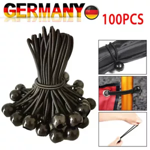 100 Stück Gummischlaufen Spanngummis mit Kugel Zeltgummis Gummispanner 160mm DE - Bild 1 von 9