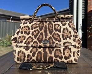 Authentic DOLCE & GABBANA Miss Sicily Leopard Print Top Handle Bag - Picture 1 of 22
