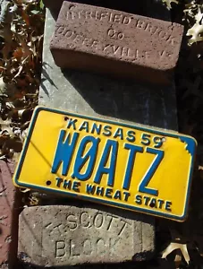 Vintage 1959 Kansas Ham Radio License Plate, # W0ATZ Amateur - Picture 1 of 3