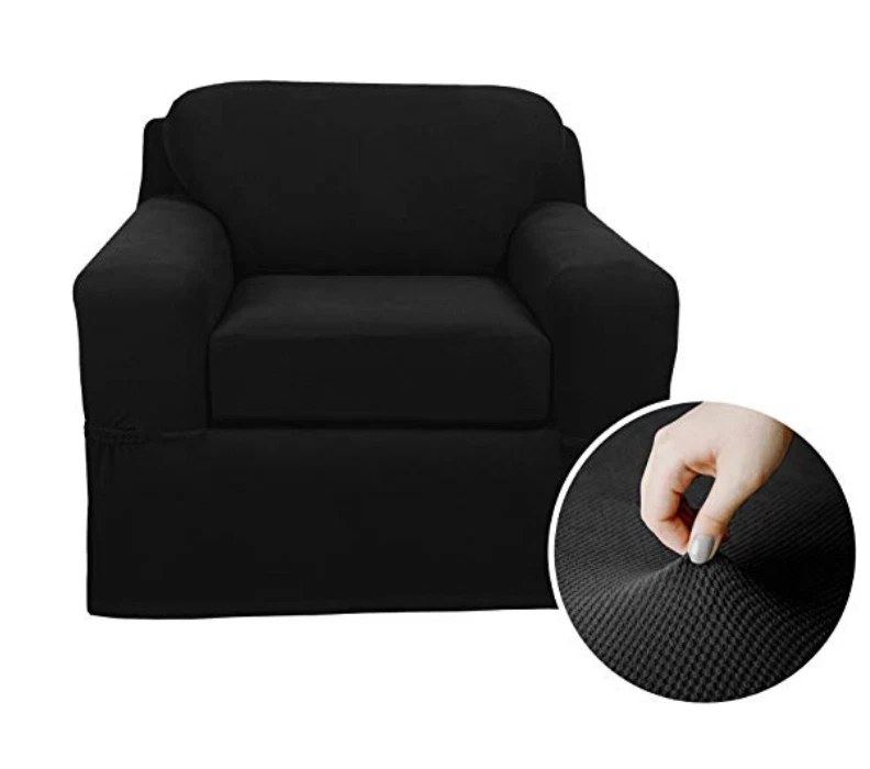 MAYTEX Pixel Ultra Soft Stretch Loveseat Couch Furniture Cover Slipcover, Black - Image 1 of 3
