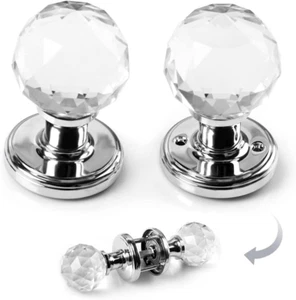 Extra Large 65mm Clear Crystal Glass Door Knobs for Kitchen Doors - Pair - Picture 1 of 12
