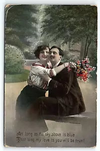 c1910 ROCK VALLEY IOWA ROMANTIC COUPLE FLORAL BOUQUET POETIC POSTCARD P3711 - Picture 1 of 2