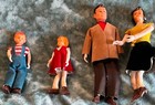 LOT OF 4 DOLLHOUSE  FAMILY MOM DAD BOY GIRL FLEXIBLE PLASTIC MINIATURE TOY VTG