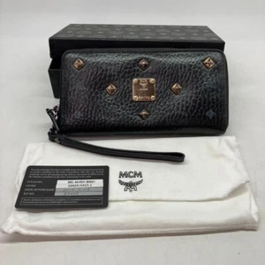 MCM Visetos Bi-fold Long Wallet Black Monogram Auth w/ Dust Bag, Guarantee Card - Picture 1 of 13
