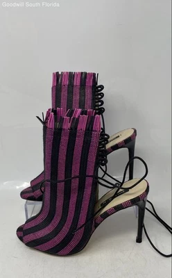 Botines Zara Basic Mujer Rosa Negro Punta abierta Stiletto Talla 38 EUR Foto 1 de 4