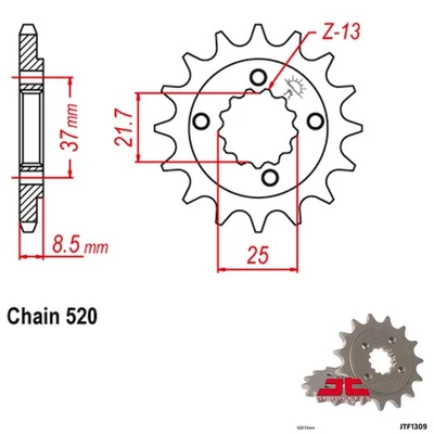 Roda dentada JT Sprockets contraeixo 520 passo 13 dentes Honda XR600R (1991-2000) - Imagem 1 de 2