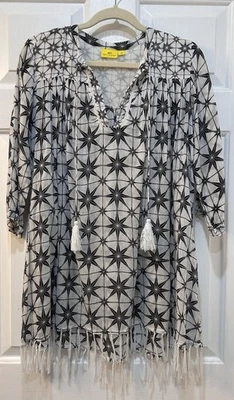 Roberta Roller Rabbit Boho Beach Fringe Tunic Top Size XS Lightweight Cover Up - Image 1 of 4