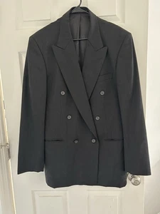 Blazer Pierre Balmain Hombre Doble Pecho Lana Traje Chaqueta 42L Negro Vintage - Imagen 1 de 12