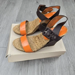 BCBGeneration PL-Brandee Keilsandalen 9,5 braun orange Korkabsatz Riemchen Schnalle - Bild 1 von 12