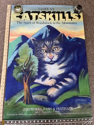 Vintage Original I Love NY Catskills Milton Glaser Spirit of Woodstock Poster - Image 1 of 4