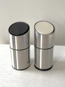 Georg Jensen Denmark Stainless Steel Salt Pepper Shakers Danish Modern 4.75” - Afbeelding 1 van 6