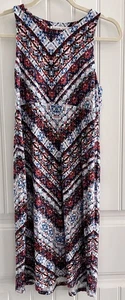 Athleta Santorini Theta Dress Boho Red and Blue Print Knee-Length Women's Medium - Picture 1 of 8