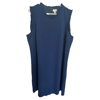 J. Traje de cuello redondo con volantes vestido sin mangas azul marino para mujer talla 20 nuevo con etiquetas Foto 1 de 4