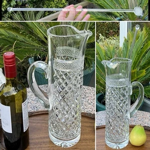 RARE HUGE 14” ANTIQUE THOMAS WEBB RUSSELL Cut Glass COCKTAIL JUG + STIRRER 2.7KG - Picture 1 of 21
