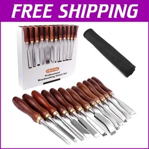 Craftsmanship Elevated: 12-Piece Chisel Set with Walnut Handles & Storage Case - Picture 1 of 10