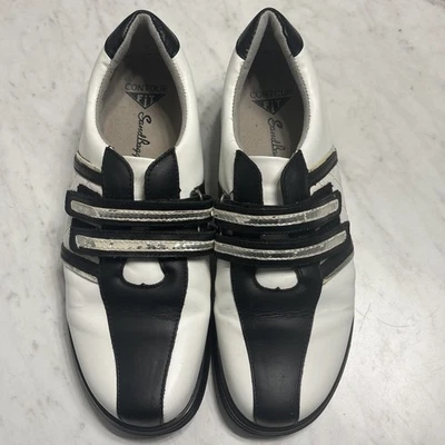 Zapatos de golf Sandbaggers Contour Fit Bright Star blancos y negros para mujer talla 7,5 Foto 1 de 4