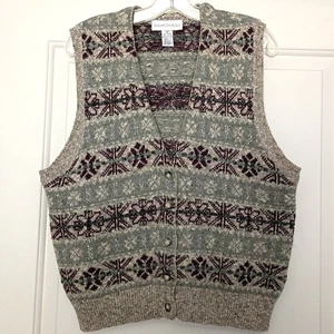 Cárdigan Chaleco 100% Lana Vintage Fair Isle M Nordic Academia Dinero Antiguo Suéter - Imagen 1 de 7