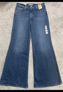 Levi's Ribcage Bell Damen 32 x 32 ausgestellt hoher Bund Medium Wash Jeans neu mit Etikett - Bild 1 von 9