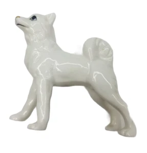 Vintage American Eskimo Samoyed Husky Dog Figurine White Small 2 Inch Dog Statue - Picture 1 of 9
