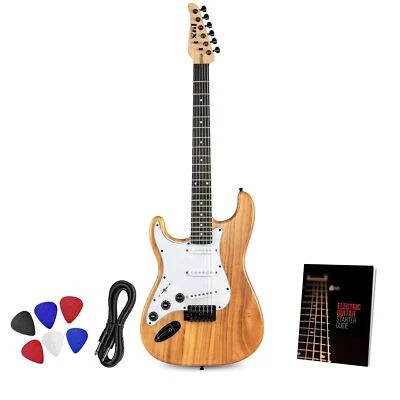 LyxPro CS Left Hand 39” Electric Guitar & Electric Guitar Accessories, Natural - Image 1 of 4