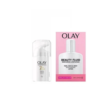 2tlg. Olay Beauty Fluid + Total Effects BB Cream MakeUp Fair Hell-Mittel + Band - Bild 1 von 2