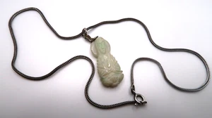 Collar Bizantino Buda Vintage Plata Esterlina Jade Tallado 4cm 16" NB5 - Imagen 1 de 14