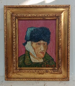 ANTIQUE OIL ON CANVAS BY VAN GOGH 1888 WITH FRAME IN GOLDEN LEAF NICE GOOD C. - Picture 1 of 5