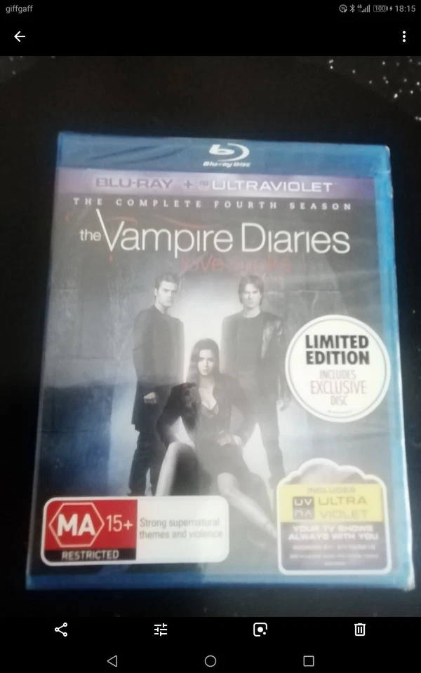 The Vampire Diaries The Complete Fourth Season (Blu-ray, 2013) New. Cert 15. - Image 1 of 2