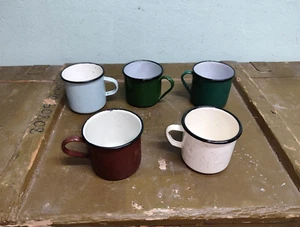 LOT x 5 VINTAGE USSR SOVIET RUSSIAN ENAMEL MUG CUP ARMY 5 pcs., NEW - Picture 1 of 9