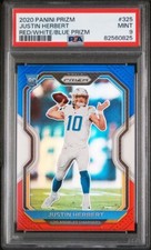 2020 Panini Prizm NFL Red White Blue Prizm 325 Justin Herbert RC PSA 9 Chargers